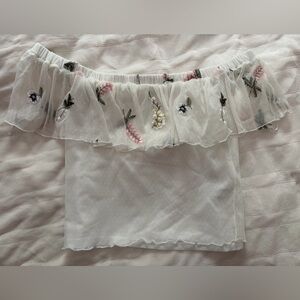 Divided Sheer White Floral Blouse